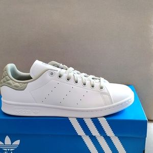 Adidas Stan Smith Quilted Womens Casual Tennis Shoe White Green Trainer Sneaker